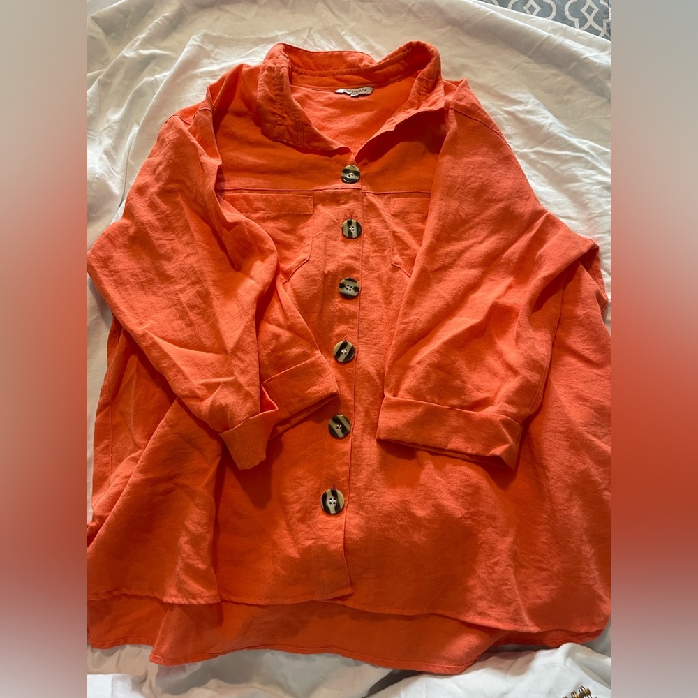 John Mark Orange Button-Up Top